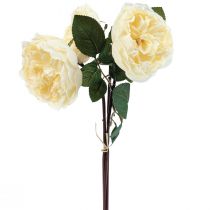 Rosas artificiales como flores artificiales crema real 48cm 3pcs