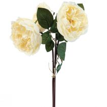 Artículo Rosas artificiales como flores artificiales crema real 48cm 3pcs