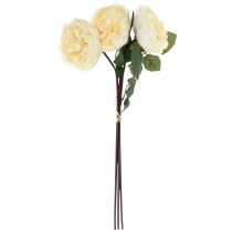 Artículo Rosas artificiales como flores artificiales crema real 48cm 3pcs