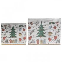 Artículo Jardinera de madera decoración navideña blanca, de color 20 × 20/15 × 15 cm, juego de 2