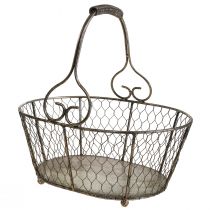 Cesta de alambre cesta de aspecto antiguo con asa cesta de metal 28×23×12cm
