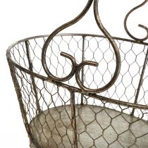 Cesta de alambre cesta de aspecto antiguo con asa cesta de metal 28×23×12cm
