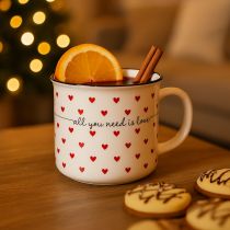 Artículo Taza con corazones taza de cerámica blanca roja Ø9cm H9cm