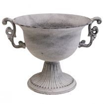 Cuenco decorativo taza decorativa blanca lavada metal Ø20cm H17.5cm