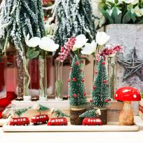 Artículo Árbol de Navidad verde cubierto de nieve Ø5cm H15cm 6 piezas