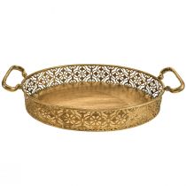 Bandeja decorativa ovalada bandeja de metal dorado aspecto envejecido oro juego de 3