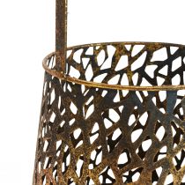 Deco farol decoración de mesa portavelas dorado antiguo 14,5cm