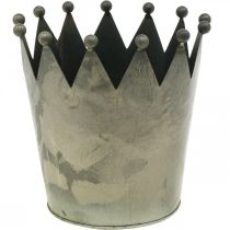 Artículo Corona decorativa aspecto envejecido decoración de metal gris Ø17.5cm H17.5cm