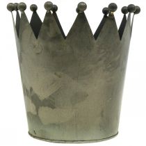 Artículo Corona decorativa aspecto envejecido decoración de metal gris Ø17.5cm H17.5cm