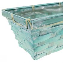 Artículo Macetero, cesta para plantas trenzada, cesta para virutas cuadrada verde/blanco 25cm 6 piezas