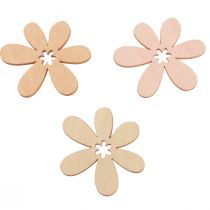 Artículo Flores de madera flores decorativas dispersas madera naranja/rosa/blanco 72 piezas