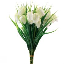 Artículo Fritillaria - Flor artificial de tablero de cuadros blancos, 38 cm, 6 unidades