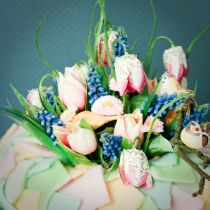 Artículo Flores de tablero de ajedrez Fritillaria artificial blanco, verde 40cm 12 piezas