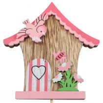 Tapón de flores tapón decorativo de madera casa de pájaros 7,5x8cm 12 piezas