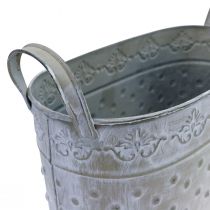 Macetero ovalado con asas Jardiniere metal 24/19/14cm set de 3