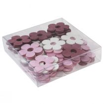 Artículo Decoración dispersa flores de madera decoración de mesa rosa violeta blanco Ø4cm 72 piezas