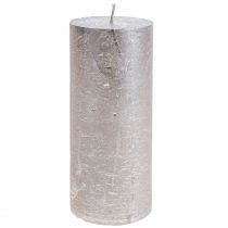 Artículo Velas de pilar platino patrón brillante 200mm Ø85mm 2uds