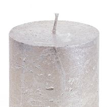 Artículo Velas de pilar platino patrón brillante 200mm Ø85mm 2uds