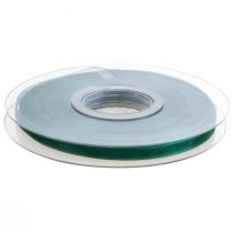 Artículo Cinta de organza verde, cinta de regalo, borde trenzado, verde abeto, 6 mm, 50 m