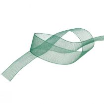 Artículo Cinta de organza cinta de regalo verde borde tejido abeto verde 15mm 50m