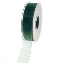 Artículo Cinta de organza cinta de regalo verde borde tejido abeto verde 25mm 50m