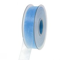 Artículo Cinta de organza cinta de regalo cinta azul claro orillo azul 25mm 50m