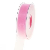 Artículo Cinta de organza cinta de regalo cinta rosa orillo 25mm 50m