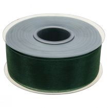 Artículo Cinta de organza cinta de regalo verde borde tejido abeto verde 40mm 50m