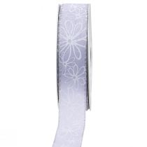 Artículo Cinta de regalo cinta de flores moradas lila 25mm 18m