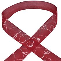 Artículo Cinta de regalo cinta roja con corazones cinta decorativa 40mm 16m