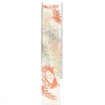 Artículo Cinta decorativa cinta de regalo marítimo coral 25mm 18m