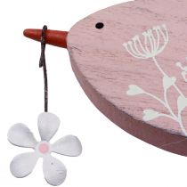 Artículo Pájaro decorativo decoración primaveral decoración colgante madera rosa 15×8,5cm