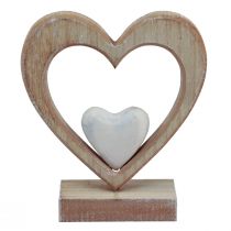 Artículo Corazón decorativo decoración de madera soporte decoración de mesa vintage Al. 17,5 cm
