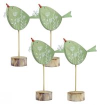 Decoración decorativa de mesa de pájaros Decoración de madera de Pascua menta 18x13,5cm 4 piezas