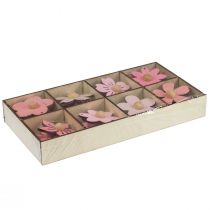 Artículo Flores de madera decoración colgante madera decoración de verano rosa 4,5 cm 24 piezas