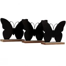 Artículo Decoración de mesa decoración de madera mariposa negro natural 12cm 6ud
