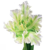 Artículo Flor artificial loro tulipán tulipán artificial verde blanco 69cm
