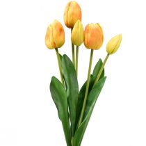 Artículo Decoración De Tulipanes Amarillo Anaranjado Flores Artificiales De Tacto Real 49 Cm 5 Piezas