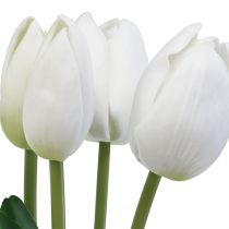 Artículo Tulipanes Blancos Decoración Flores Artificiales Real Touch Primavera 49cm 5 uds