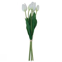 Artículo Tulipanes Blancos Decoración Flores Artificiales Real Touch Primavera 49cm 5 uds