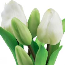 Artículo Tulipanes artificiales en maceta Tulipanes blancos flores artificiales 22cm