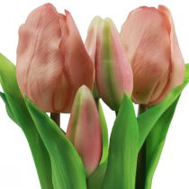 Artículo Tulipanes artificiales en maceta Tulipanes Flores artificiales melocotón 22cm