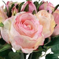 Artículo Rosas artificiales rosa crema decoración de rosas artificiales 29cm 12uds