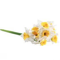 Artículo Narcisos artificiales de seda blanca, 40 cm, 3 unidades