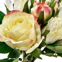 Artículo Rosas Artificiales Crema Amarillo Rosa Rosas Artificiales Ramo Decorativo 29cm 12 Piezas