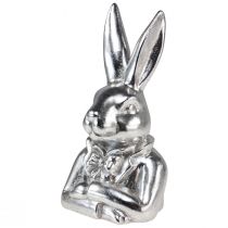 Artículo Busto decorativo de conejito de Pascua de cerámica plateada, altura 23 cm