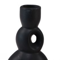 Artículo Portavelas Candelabro De Cerámica Negro Moderno H16cm 2uds