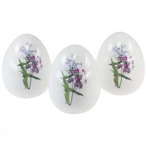 Artículo Decoración de huevos de Pascua de cerámica con decoración floral 12cm 3ud