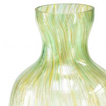 Artículo Florero decorativo florero de vidrio estampado amarillo verde Ø10cm H25cm