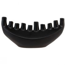 Artículo Jarrón Cerámica Barco Decoración De Mesa Negro Abstracto Moderno H15cm